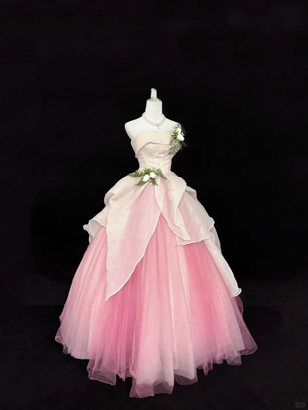 Blush Pink Strapless Cinched Waist Voluminous Skirt Romantic Dress, Wedding Gown gh7904