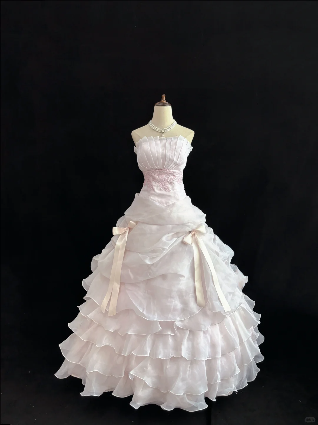 Blush Pink Strapless Cute Romantic Gown with Cinched Waist & Voluminous Princess Skirt, Wedding Dress & Bridal Gown gh8129