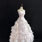 Blush Pink Strapless Cute Romantic Gown with Cinched Waist & Voluminous Princess Skirt, Wedding Dress & Bridal Gown gh8129