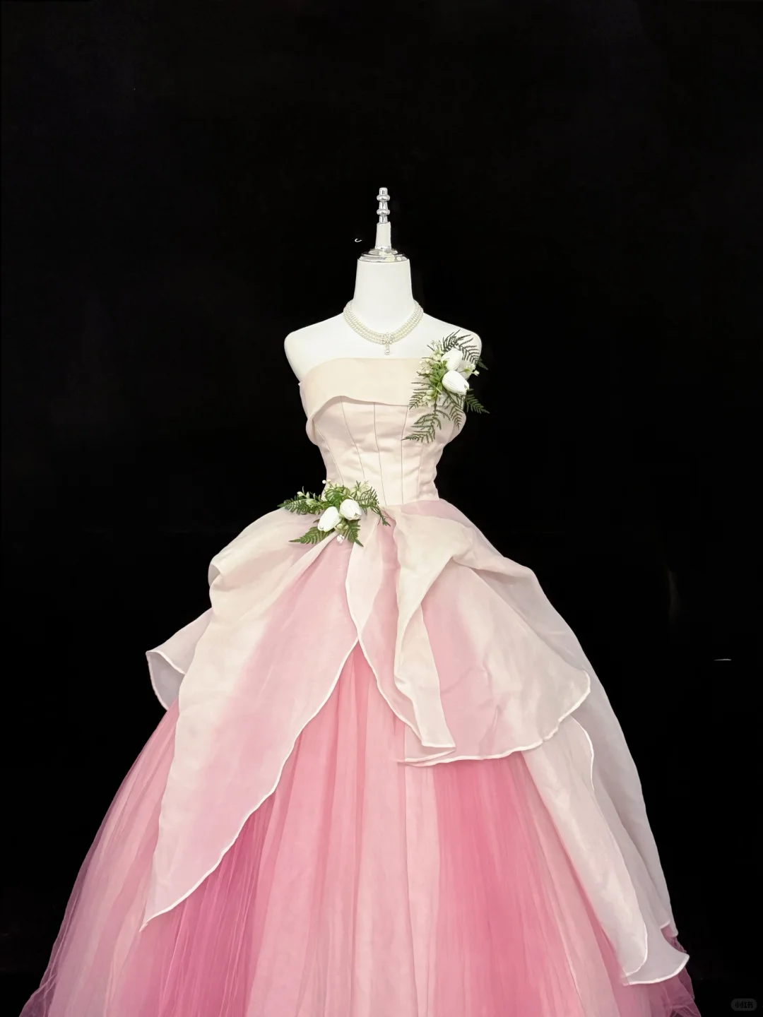 Blush Pink Strapless Cinched Waist Voluminous Skirt Romantic Dress, Wedding Gown gh7904