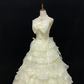 Off-White Strapless Romantic Gown with Bow Detail, Cinched Waist, Fluffy Tiered Skirt, Wedding Dress & Bridal Gown gh8174