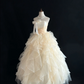 Apricot Strapless Cinched Waist Ruffled Voluminous Skirt Long Romantic Dress, Wedding Gown gh7994