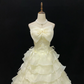 Off-White Strapless Romantic Gown with Bow Detail, Cinched Waist, Fluffy Tiered Skirt, Wedding Dress & Bridal Gown gh8174