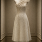 ✨Girlhomeshops-Pearl Tassel 3D Floral Ivory Qipao Cheongsam Midi Evening Dress gh10485