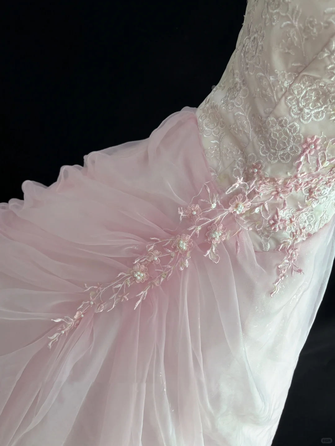 Blush Pink Strapless Romantic Gown with Embroidery, Cinched Waist & Voluminous Princess Skirt, Wedding Dress & Bridal Gown gh8130