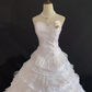 Blush pink strapless romantic gown with fitted waist and fluffy tiered cake skirt, wedding dress and bridal gown gh8215