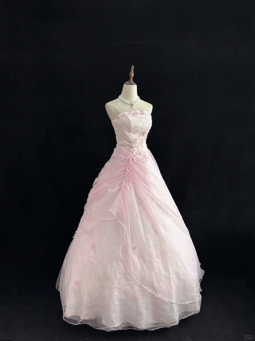 Blush Pink Strapless Romantic Gown with Embroidery, Cinched Waist & Voluminous Princess Skirt, Wedding Dress & Bridal Gown gh8130