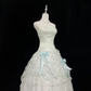 Light Green Fresh Strapless Cinched Waist Voluminous Princess Skirt With Lace Trim Romantic Dress, Wedding Gown gh8041