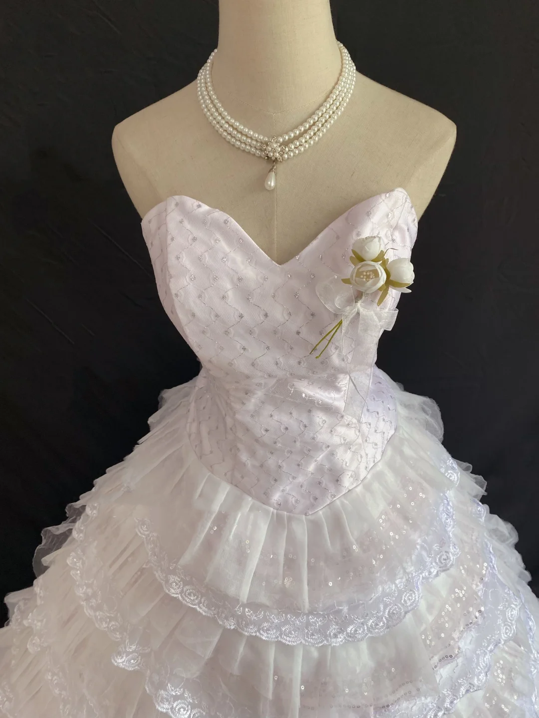Blush pink strapless romantic gown with fitted waist and fluffy tiered cake skirt, wedding dress and bridal gown gh8215