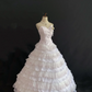 Blush pink strapless romantic gown with fitted waist and fluffy tiered cake skirt, wedding dress and bridal gown gh8215