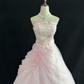 Blush Pink Strapless Romantic Gown with Embroidery, Cinched Waist & Voluminous Princess Skirt, Wedding Dress & Bridal Gown gh8130