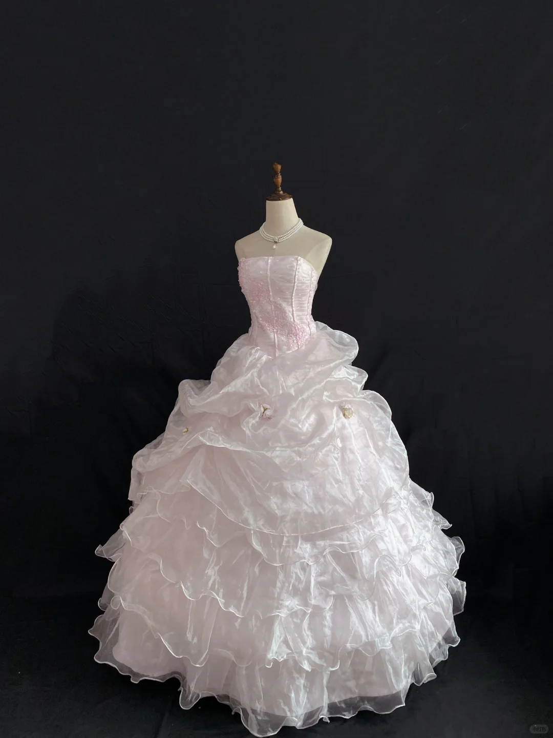 Blush Pink Strapless Romantic Gown with Cinched Waist and Voluminous Skirt, Wedding Dress & Bridal Gown gh8216