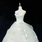 Light Blue Strapless Bow Teen Cinched Waist Voluminous Skirt Romantic Dress, Wedding Gown gh7906
