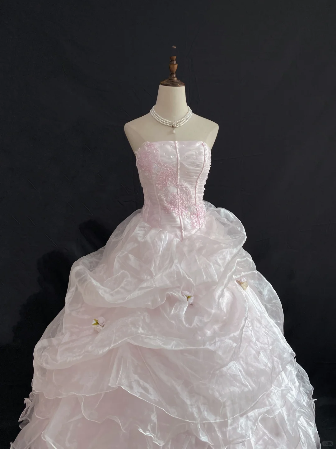 Blush Pink Strapless Romantic Gown with Cinched Waist and Voluminous Skirt, Wedding Dress & Bridal Gown gh8216