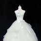 Light Blue Strapless Bow Teen Cinched Waist Voluminous Skirt Romantic Dress, Wedding Gown gh7906
