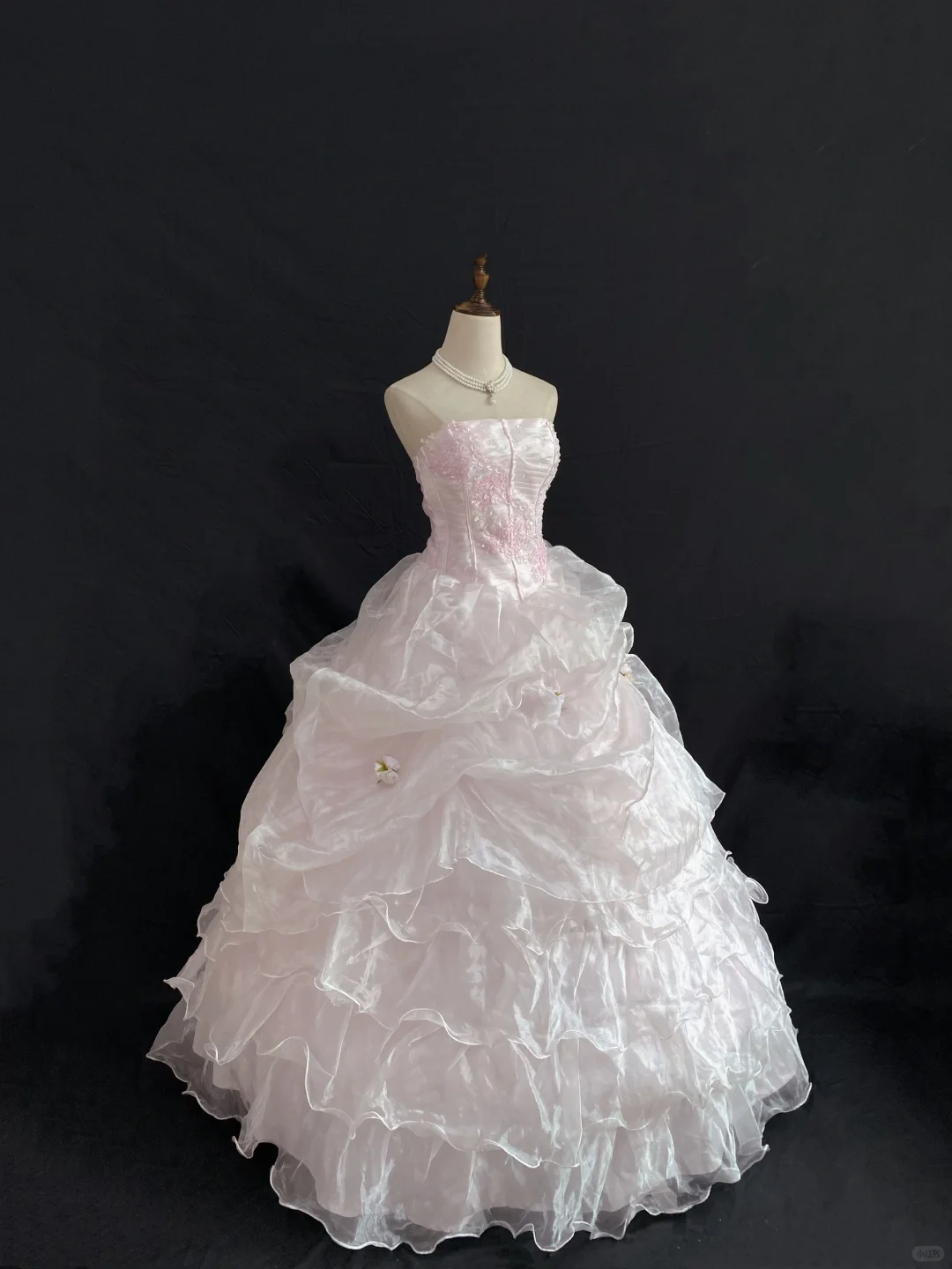 Blush Pink Strapless Romantic Gown with Cinched Waist and Voluminous Skirt, Wedding Dress & Bridal Gown gh8216