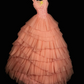 Orange Strappy Fitted Waist Slim Ball Gown with Voluminous Skirt, Evening Dress gh7172