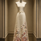 ✨Girlhomeshops-3D Pastel Floral Embroidery Ivory Qipao Cheongsam gh10463