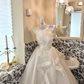Ivory Strapless Waist-Cinched Voluminous Skirt Long Romantic Dress, Wedding Gown gh7706