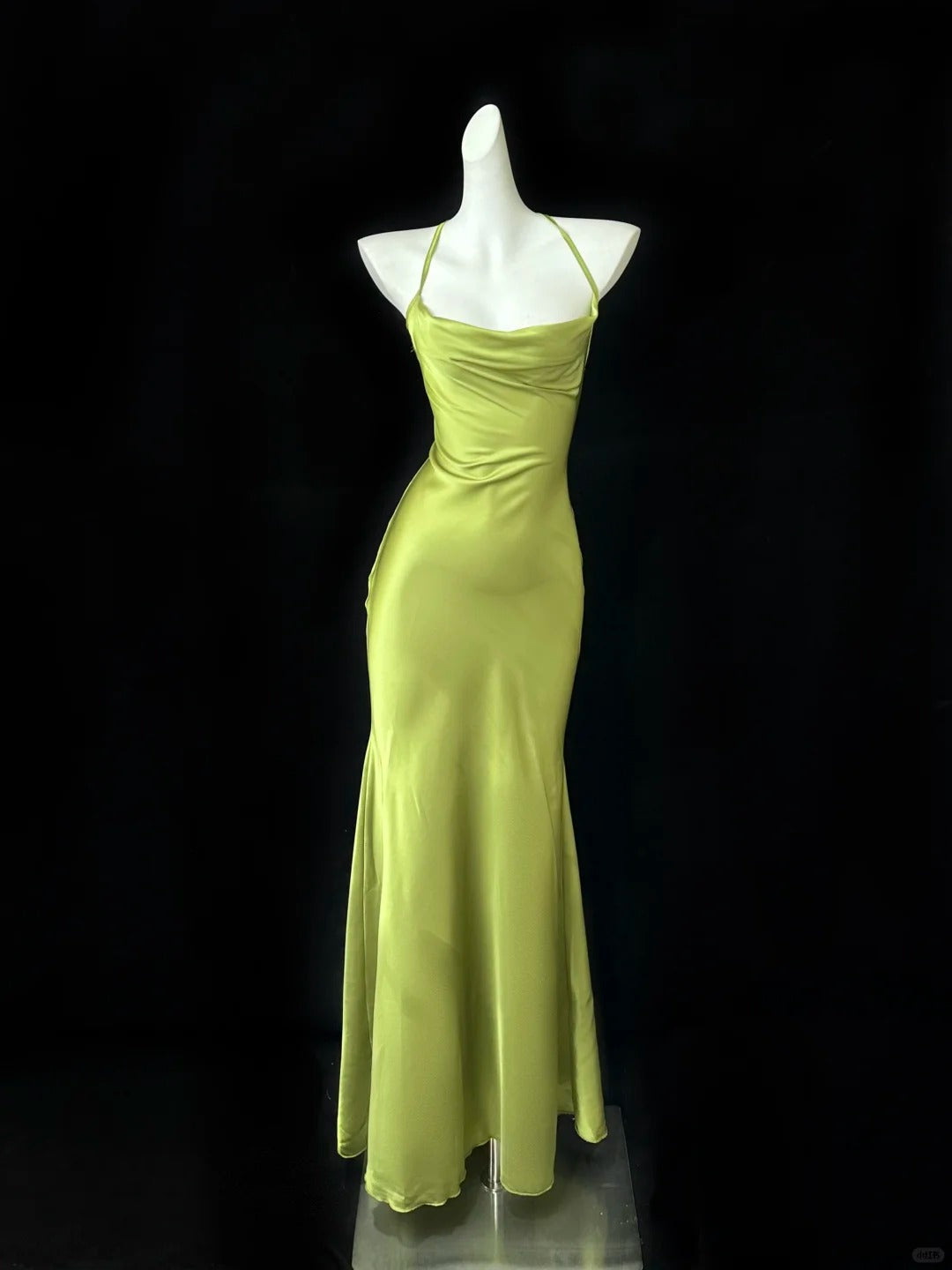 Robe de soirée élégante et sexy, dos nu, style sirène, verte, à bretelles, longue, slim, gh4054