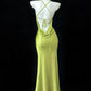 Robe de soirée élégante et sexy, dos nu, style sirène, verte, à bretelles, longue, slim, gh4054