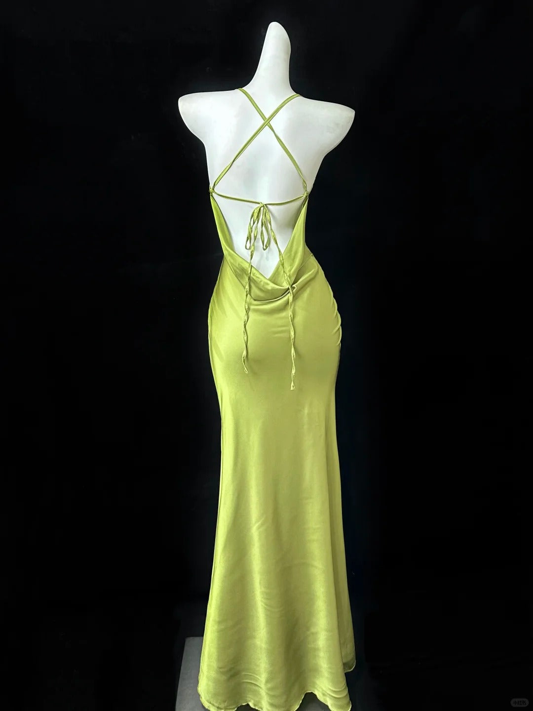 Robe de soirée élégante et sexy, dos nu, style sirène, verte, à bretelles, longue, slim, gh4054