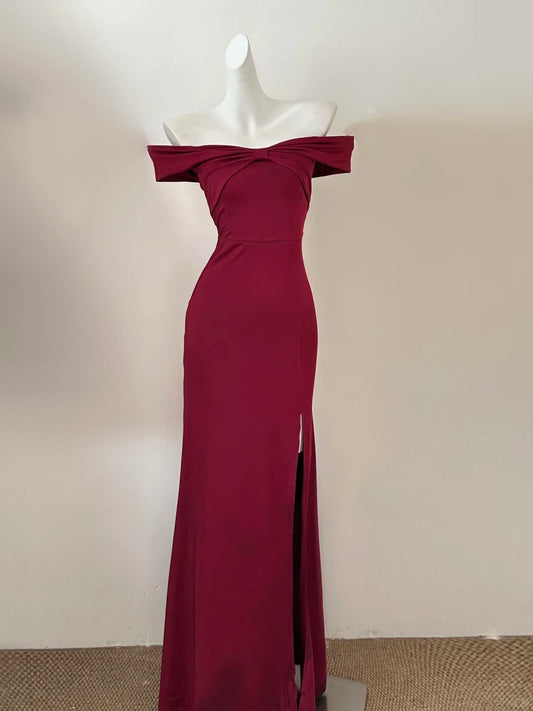 Robe de soirée longue en satin violet, élégante et sexy, fendue, robe de bal, gh4052