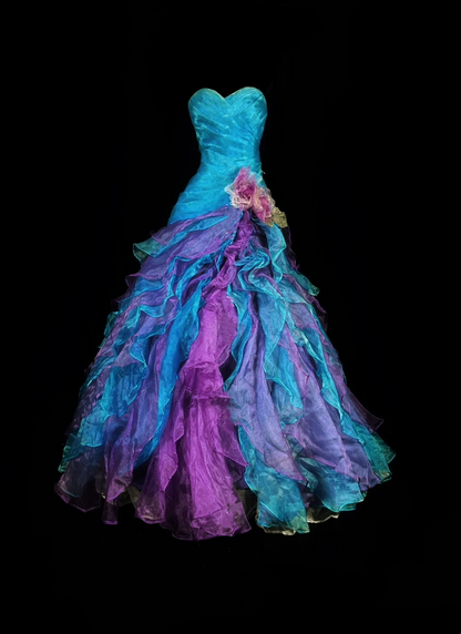Lake Blue Strapless Fitted Waist Dreamy Skirt Ball Gown, Evening Dress gh7173