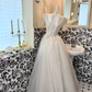 Ivory Beaded Bodice Waist-Cinched Full Flared Elegant Vintage Romantic Dress, Wedding Gown gh7592