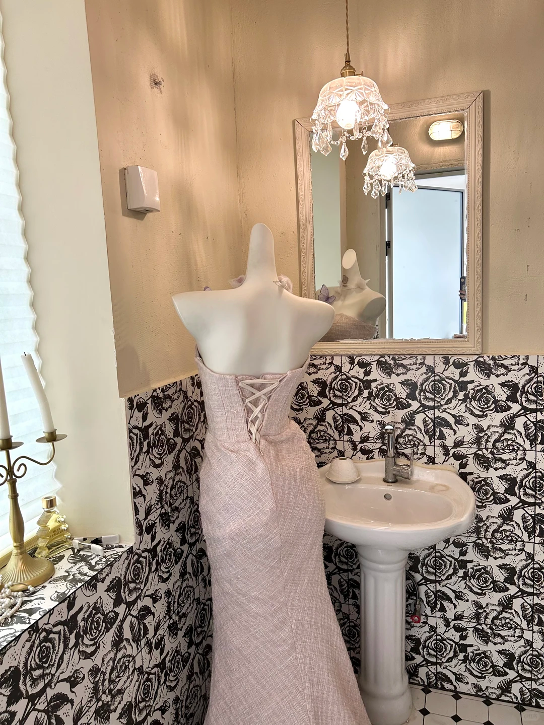 Light Pink Strapless Waist-Cinched Figure-Flattering Bodycon Sexy Elegant Romantic Dress, Wedding Gown gh7768