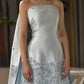 Robe de soirée longue en satin bleu magnifique et exquise avec des perles florales, robe de remise de diplôme gh3275