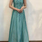 Girlhomeshops--Green exquisite floral beaded fashion long satin prom dress graduation dress gh5524