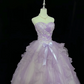 Lavender Strapless Cinched Waist Embroidered Voluminous Princess Skirt Long Romantic Dress, Wedding Gown gh7997