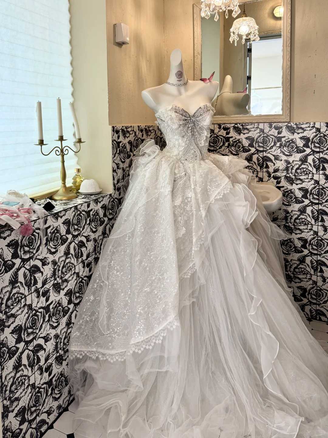 Ivory Strapless Waist-Cinched Voluminous Designer Skirt Vintage Elegant Romantic Dress, Wedding Gown gh7547
