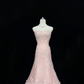 Blush Pink Strapless, Cinched Waist, Slim Fit Embroidered Sexy Mermaid Skirt Long Romantic Dress, Wedding Gown gh8044