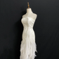 Off‑white Strapless Sexy Romantic Gown with Beaded Decorations and Fitted Slim Waist, Wedding Dress & Bridal Gown gh8309