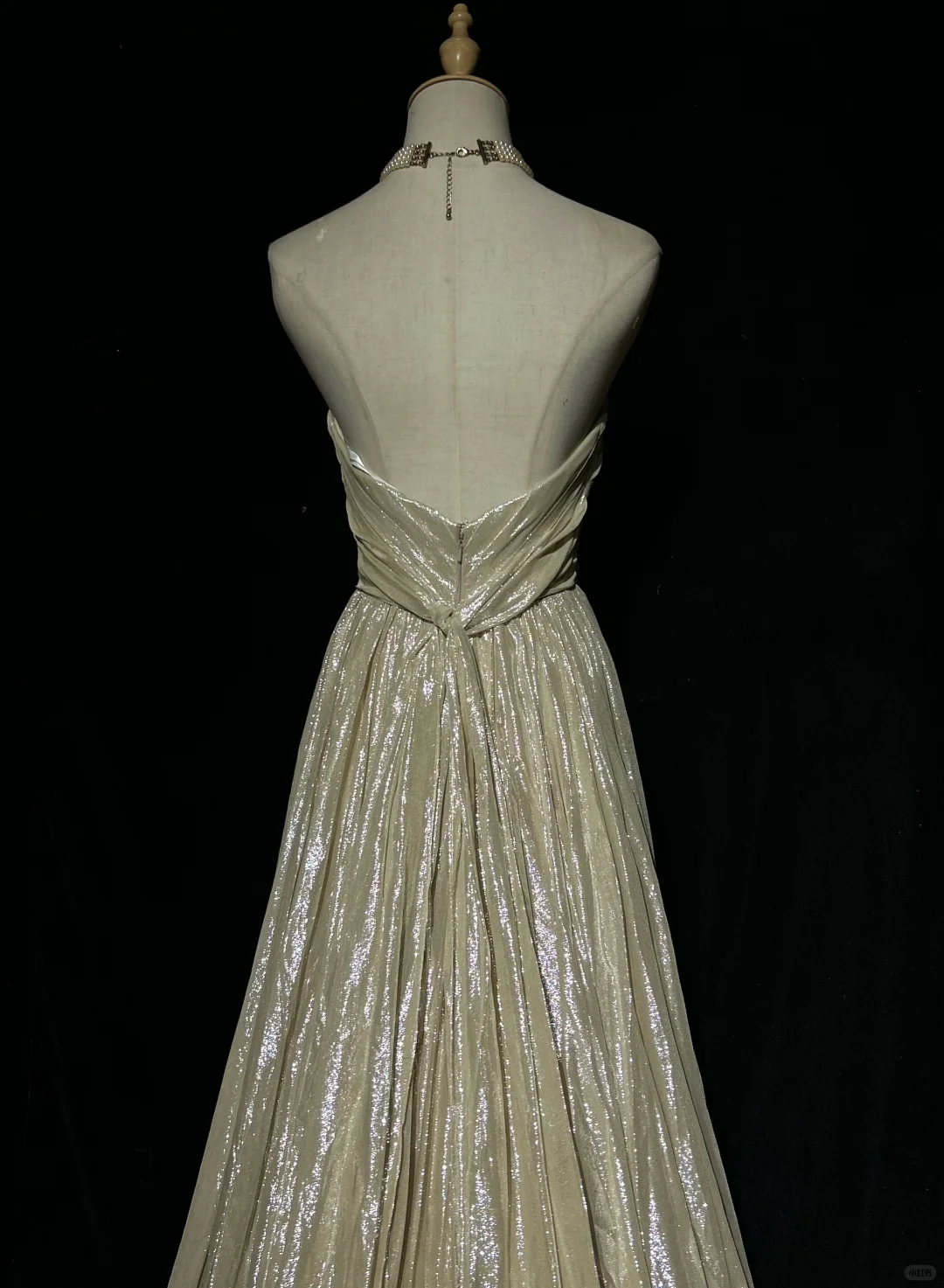 ✨Girlhomeshops-Champagne Strapless Shimmer Chiffon A-Line Gown Sweep Train gh10152