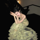 Light Green Spaghetti Strap Rhinestone Fitted Waist Slim Mermaid Prom & Evening Party Dress gh8505
