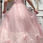 Pink Vintage Square‑Neck Puff‑Sleeve Lace‑Trim Drawstring‑Bow‑Draped Ballgown Floor‑Length Evening Prom Gown gh8800