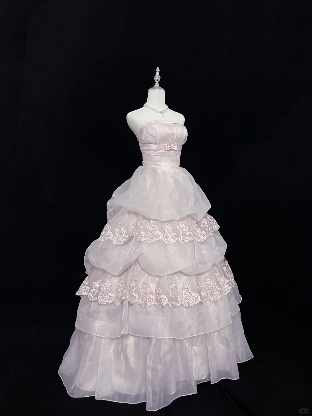 Blush Pink Strapless Cinched Waist Voluminous Princess Skirt Romantic Dress, Wedding Gown gh8045