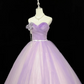 Romantic Wedding Gown, Lavender Strapless, Cinched Waist, Voluminous Full Skirt gh7909