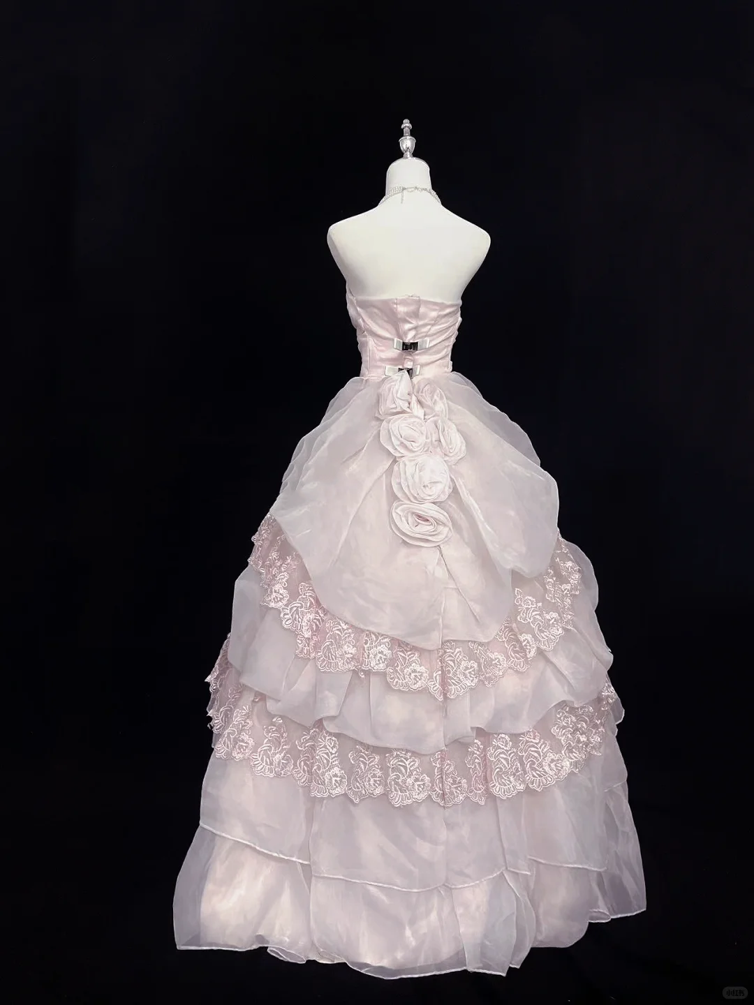Blush Pink Strapless Cinched Waist Voluminous Princess Skirt Romantic Dress, Wedding Gown gh8045