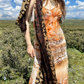 Light Orange Sexy Vintage Ombre Print Spaghetti Strap Fitted Waist Slim Prom & Evening Party Dress gh8457