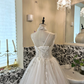 White Spaghetti Strap Waist-Cinched Voluminous Princess Skirt Elegant Romantic Dress, Wedding Gown gh7658