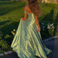 Green fashion elegant long satin formal Prom dress evening dress party dress gh4906