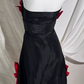 Sexy Vintage Red Strapless Prom Gown with Black Splicing, Fitted Waist Slim Silhouette, Evening Party Dress gh8559