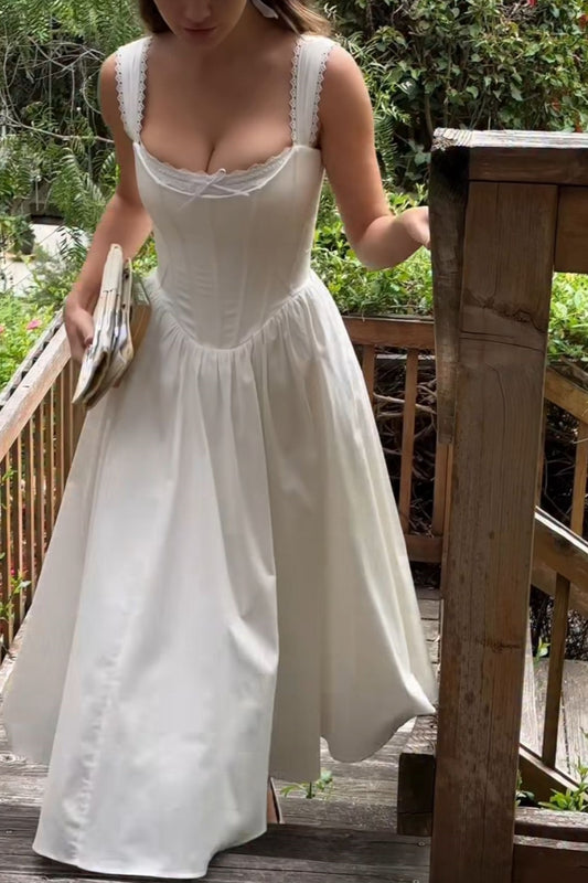 girlhomeshops-White simple pure fashion long bridesmaid dress prom dress gh5918