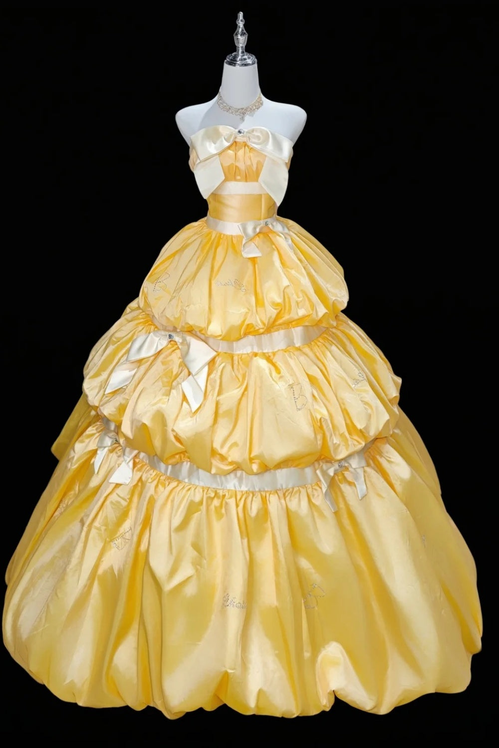 Langes gelbes Ballkleid aus Satin gh6830