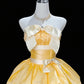 Langes gelbes Ballkleid aus Satin gh6830