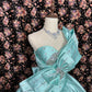 Blaues langes Satin-Ballkleid mit Strasssteinen, Abendkleid, Abschlusskleid, Zeremoniekleid für Erwachsene, gh4766